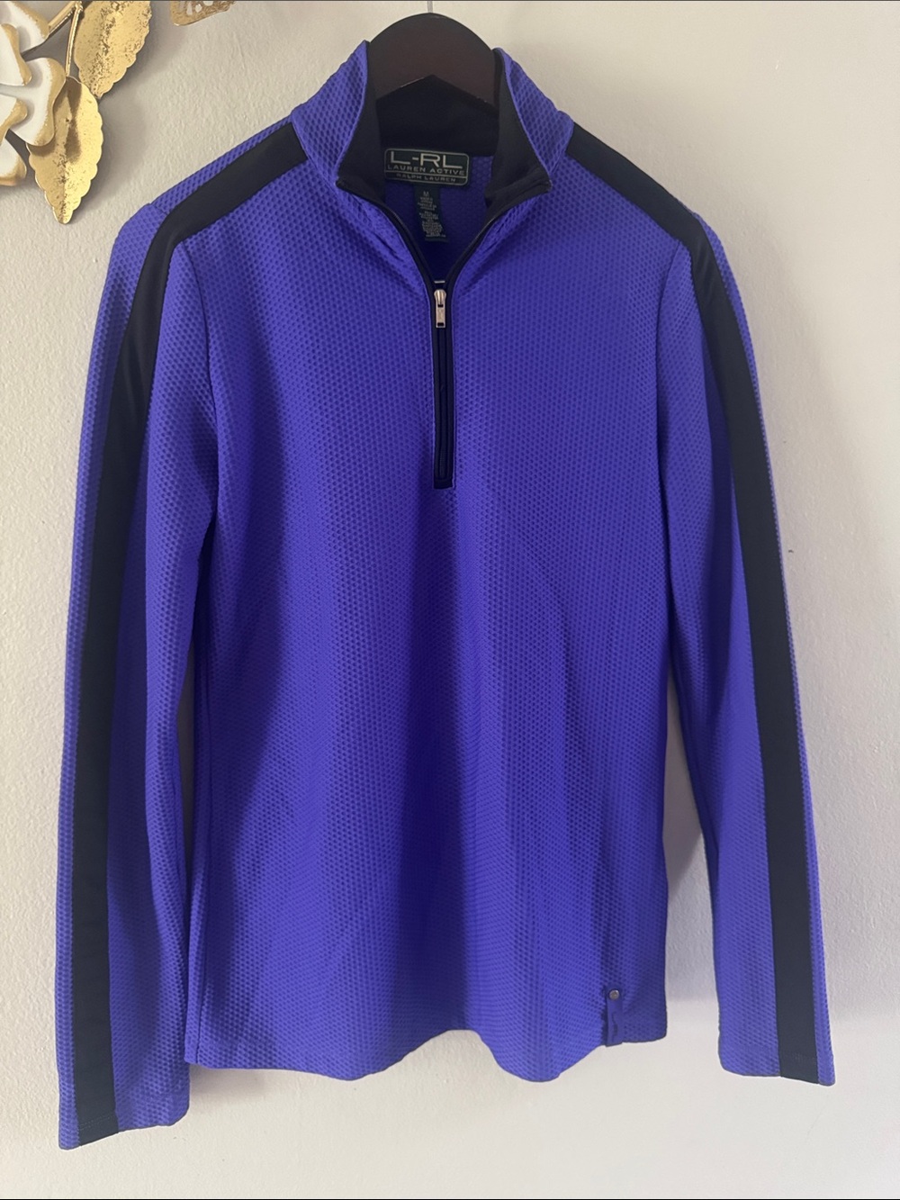 Lauren Ralph Lauren Purple Half-Zip Jacket with Black Stripes